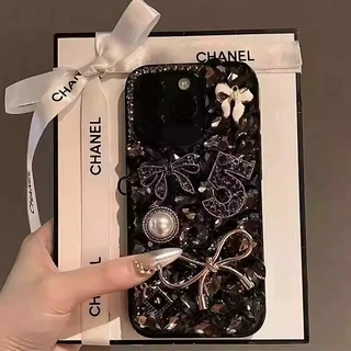 奢华水钻5字适用苹果17手机壳iPhone16蝴蝶结15promax珍珠保护套