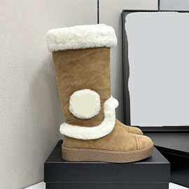 2025新款冬季加绒加厚时尚简约百搭保暖雪地靴女厚底防滑长筒靴