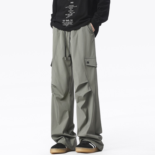 Men's spring pants 2025 new autumn and winter functional paratroopers overalls loose straight casual pants