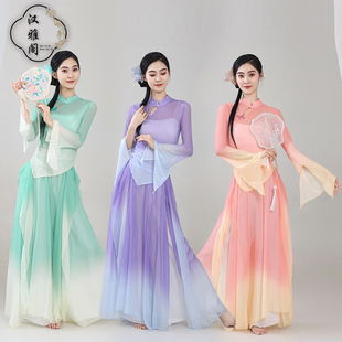 古典舞身韵弹力网纱渐变纱衣飘逸练功服中国舞艺考基础训练演出服-阿里巴巴