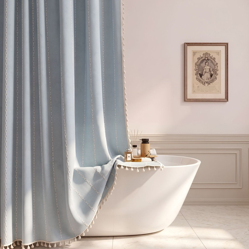 Manufacturer wholesale waterproof fabric bathroom curtain, thickened partition door curtain, window hanging curtain with diamond embroidery, anti-fray Manufacturer wholesale waterproof fabric bathroom curtain, thickened partition door curtain, window hanging curtain with diamond embroidery, anti-fray