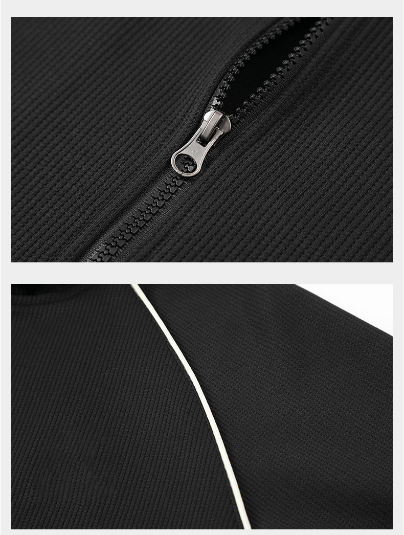 Completo casual da uomo alla moda con colletto alto, giacca, pantaloni a gamba larga, modello cardigan dal design ampio abbinato a pantaloni sportivi_voghion.com