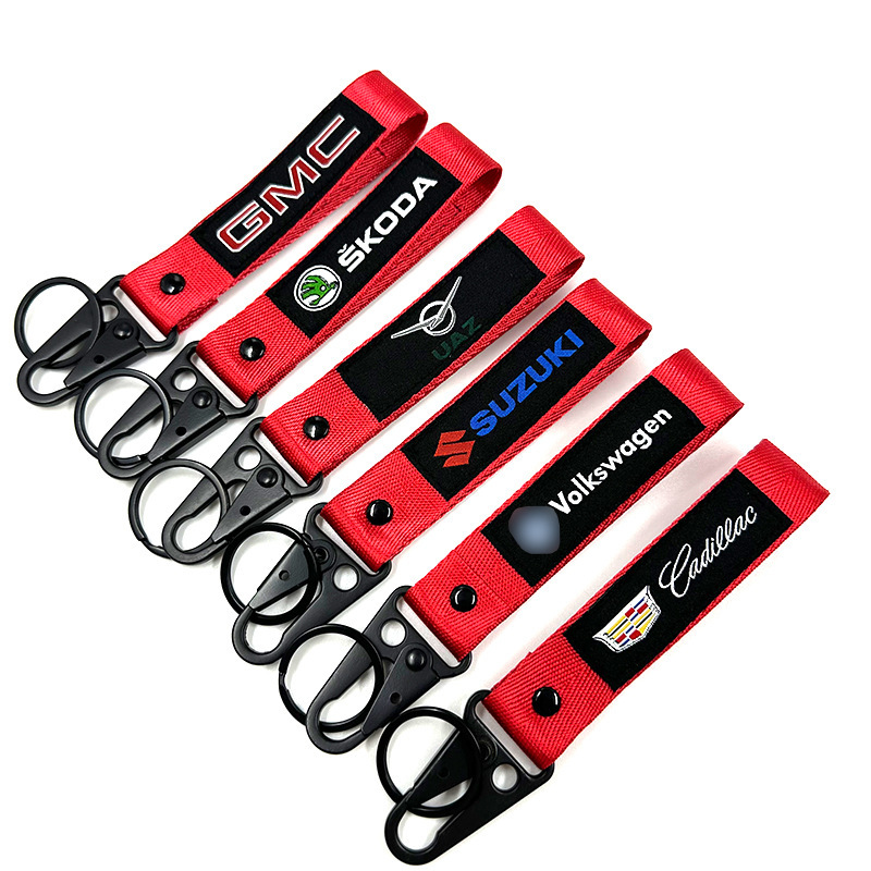 Motorcycle, Motorcycle, Car Logo Keychain, Motorcycle Pendant, Embroidered Woven Label Pendant, Key Ring, Streamer Red