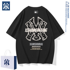 2025夏季mlb&ny时尚百搭男女同款纯棉短袖美式复古潮牌宽松t恤男