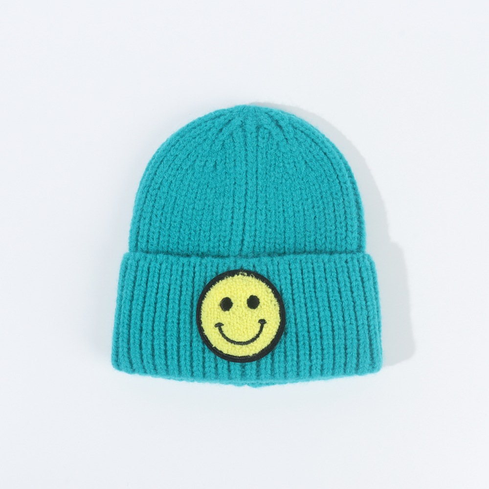 Bonnet tricot pour le visage souriant des enfants d39hiver coren bonnet en laine  capuche chaude couleur bonbon mignonpicture4