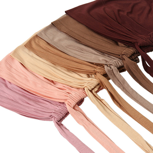 Cross-border best-selling modal elastic strap base cap, cotton skin-friendly drawstring adjustable solid color ethnic headscarf