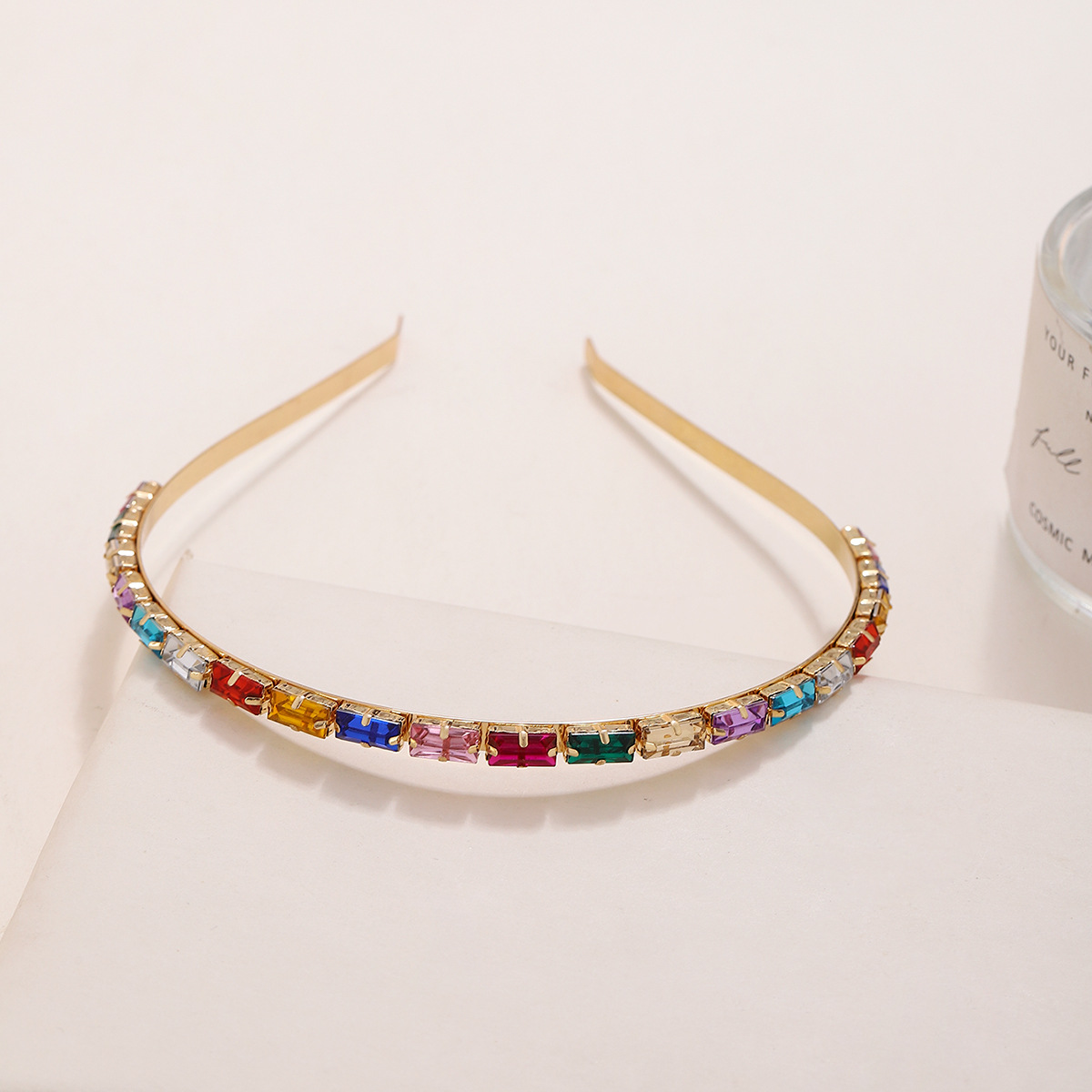 Europeo y americano simple dulce rhinestone diadema elegante horquilla fina diadema pelo presionando tocado Internet celebridad verano diamante incrustado accesorios para el cabello