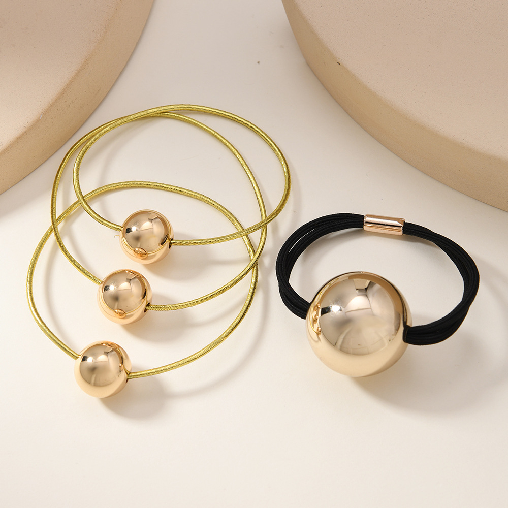 Cuerda para el cabello esférica dorada europea y americana transfronteriza, sensación de alta calidad, anillo para el cabello dulce y fresco, sin daño, cabeza de bola, cabello, tocado duradero
