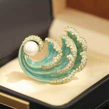 创意新款轻奢浪花造型胸针百搭气质复古女小西装别针胸花配饰纪念