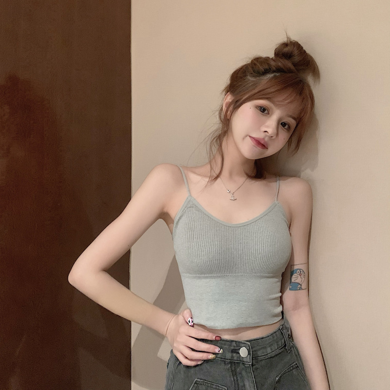 Small Camisole Women's 2022 Summer New Style Inner Wear with Chest Pad Beautiful Back Underwear Outer Wear Sports Base Top Trendy