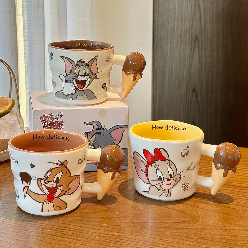 トムとジェリー セラミックマグ カップルウォーターカップ 女性の誕生日ギフトカップ 家庭用飲料水 オフィスコーヒーカップ|undefined