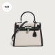 Foreign Trade New Fashion Kelly Bag Women's Large Capacity Soft Leather Linen Contrasting Color Stitching Shoulder Hand-Held Crossbody Bag