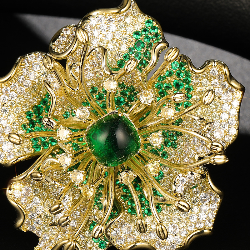 Heavy Industry Design Big Flower Brooch Original Court Style Flower Pin_voghion.com