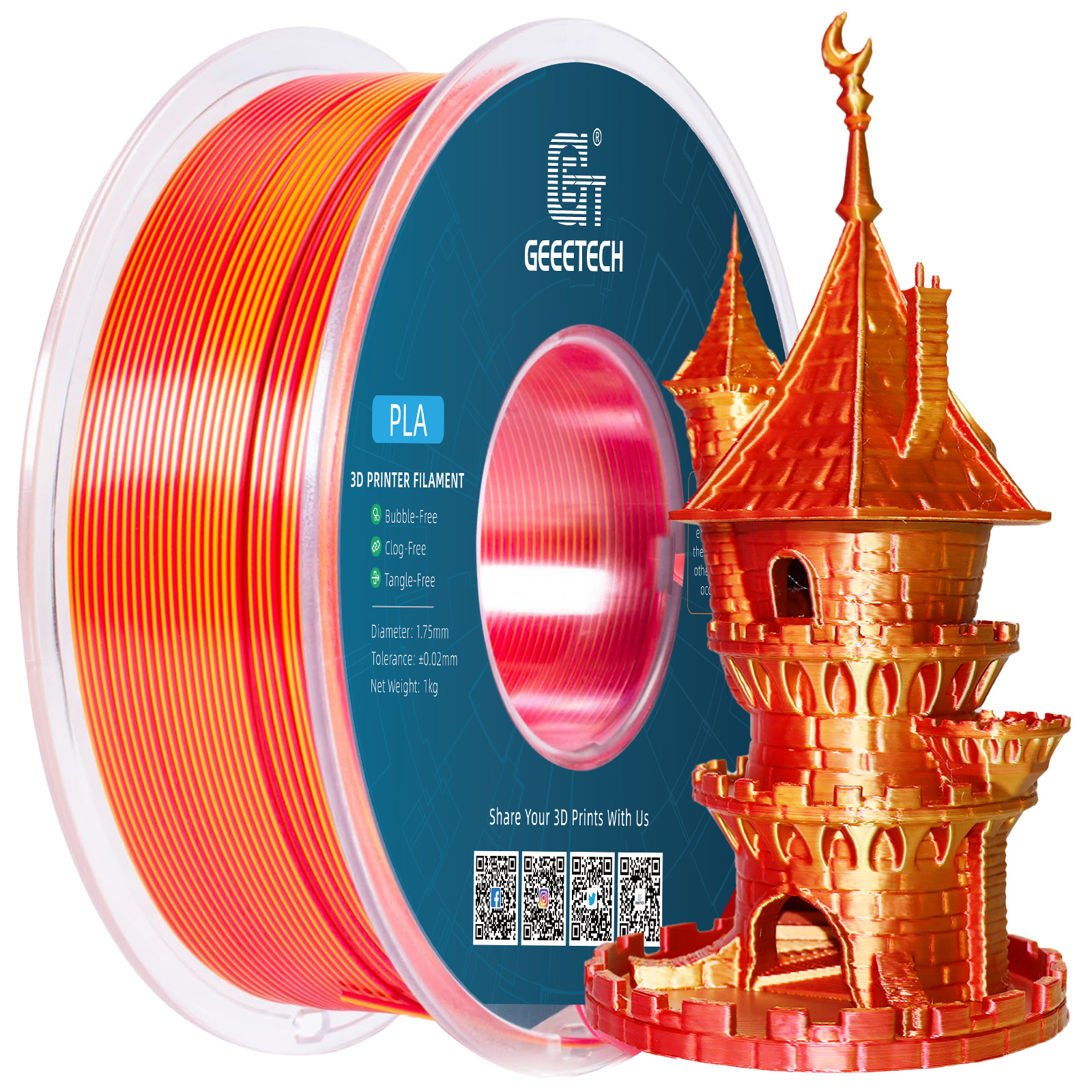 Imitation silk two-color golden red