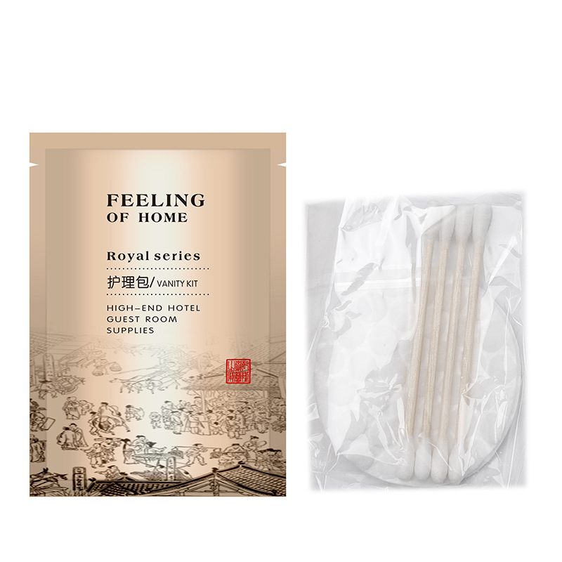 섬세한 밀봉 크래프트 종이 가방 ~ 케어 패키지 (면 2 장 + 면봉 4 장)