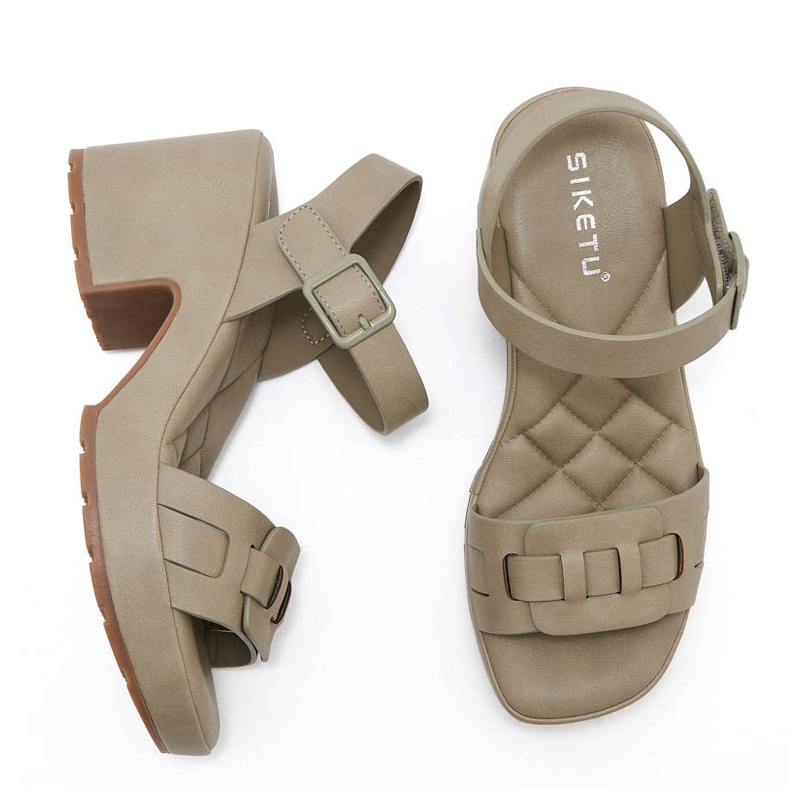 Dép sandal nữ đế dày quai Velcro mùa xuân hè 2025 — Màu đen, Màu xanh lá, Màu mơ chi tiết 30