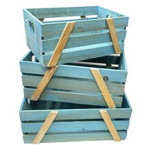 园艺装饰摆件木框 超市 家居收纳木框 带桃心把手套三木质花盆