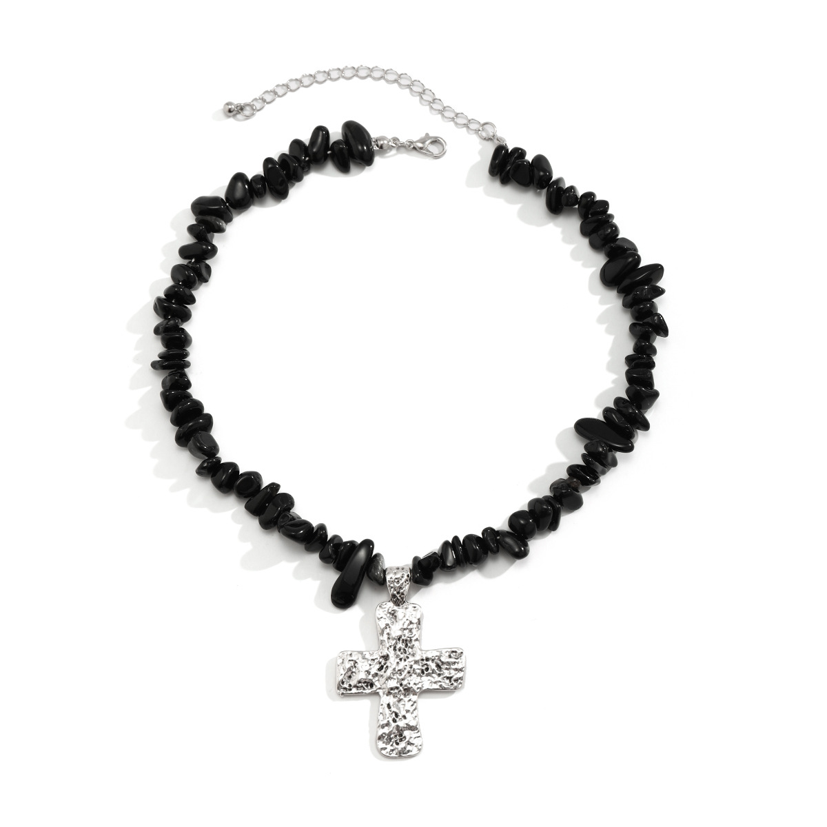 Jewelry Turquoise Beaded Stone Women's Versatile Cross Necklace_voghion.com