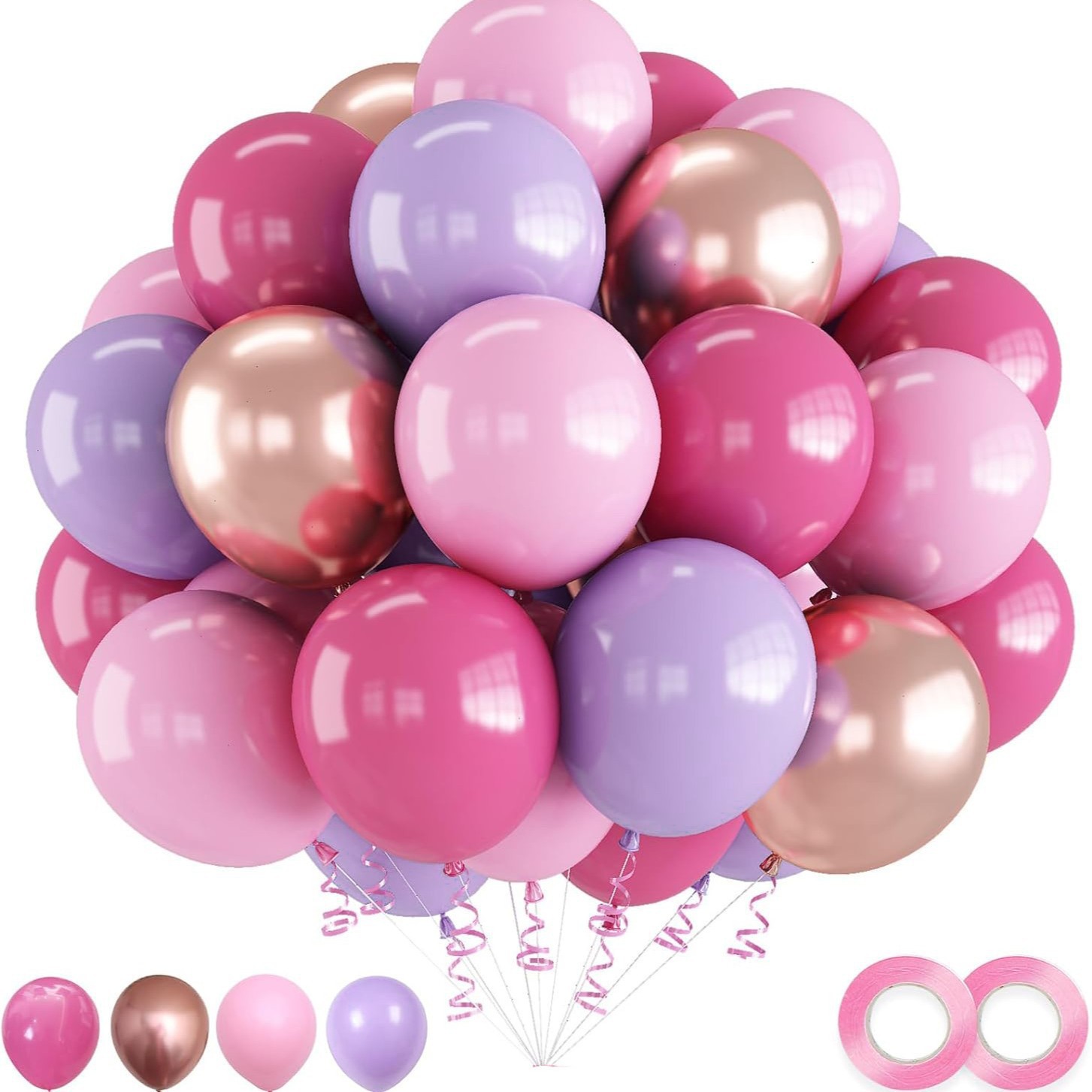 30pcs rosa rojo púrpura conjunto para enviar cinta