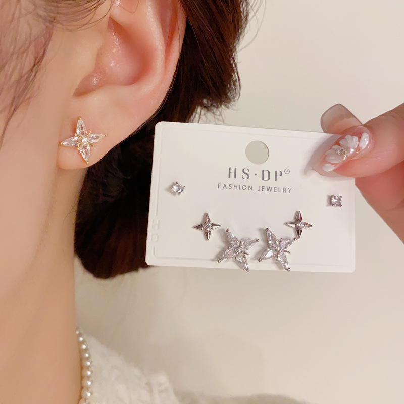 Star Pattern 1 Set Simple Style Star Copper 14K Gold Plated Ear Studs