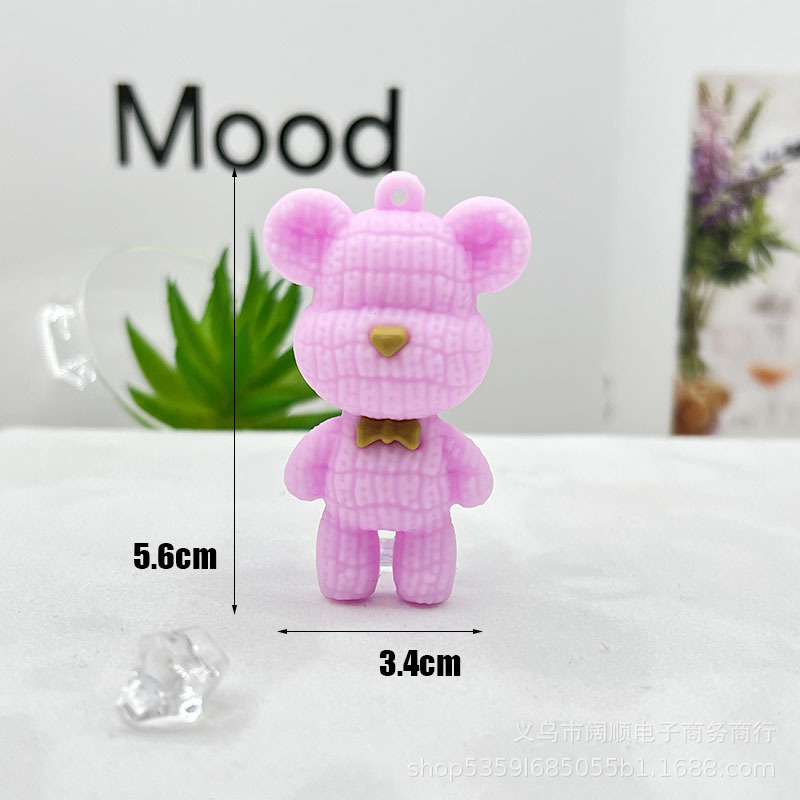 (2개) 울 베어 키 체인 펜던트 칼라 곰 키 체인 폭력 곰 키 체인 인형 펜던트 곰 키 체인