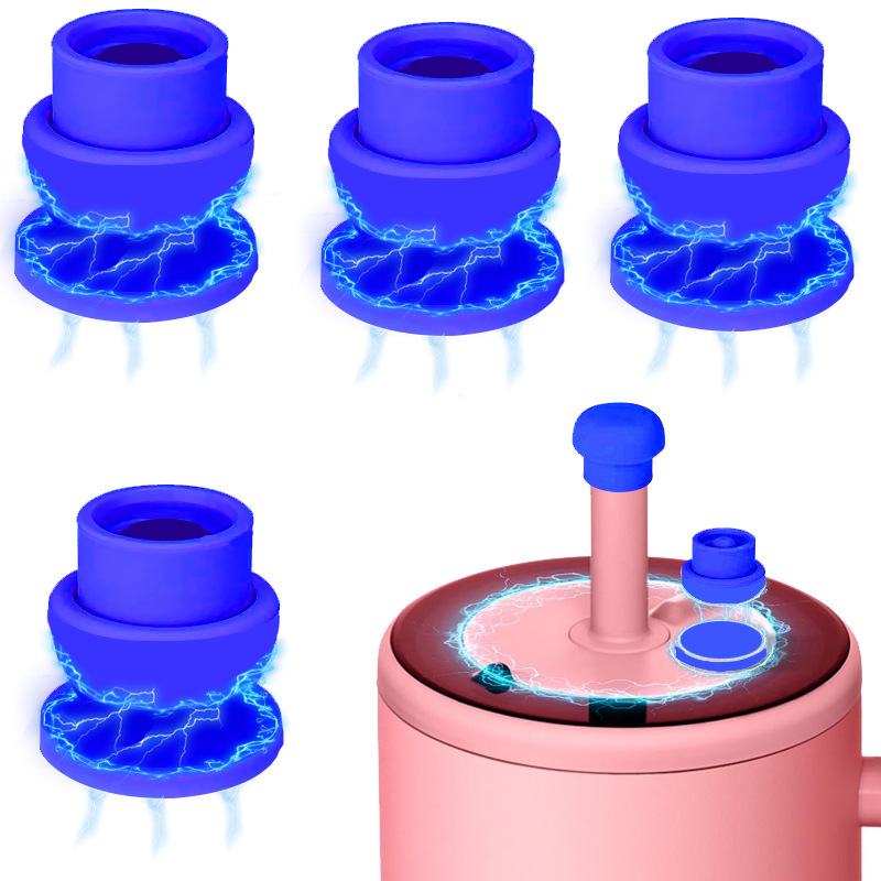 クロスボーダー新型ストローキャップMagnetic suction straw cap食品級シリカゲル磁気ストローキャップ|undefined