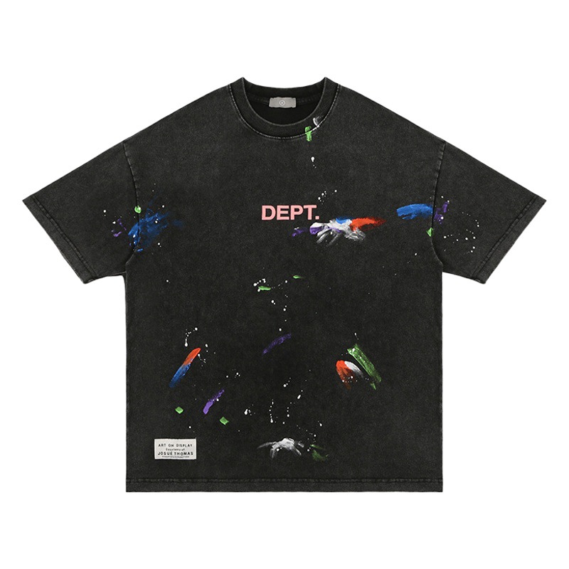 FG ropa de Hombre | 2022 primavera y verano nueva marca de moda callejera color hecho a mano Splash-tinta vintage suelta manga corta Camiseta hombres