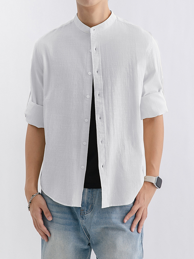 Camisas de mangas largas de hombre Waffle Henley, camisas de cuello, camisas casuales de alta calidad, camisas casuales de moda, nuevos hombres chinos.