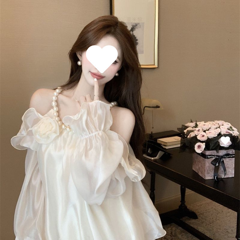 【1902人のコレクション】セレブ娘のフレンチシャツ、パールホルターネックトップ、純粋な欲望と妖精のような気質|undefined