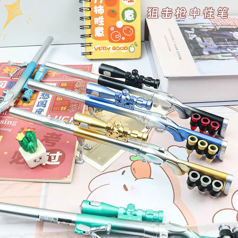 创意中性笔98K吃鸡狙击枪签字笔发光带灯武器摆件个性军事风文具