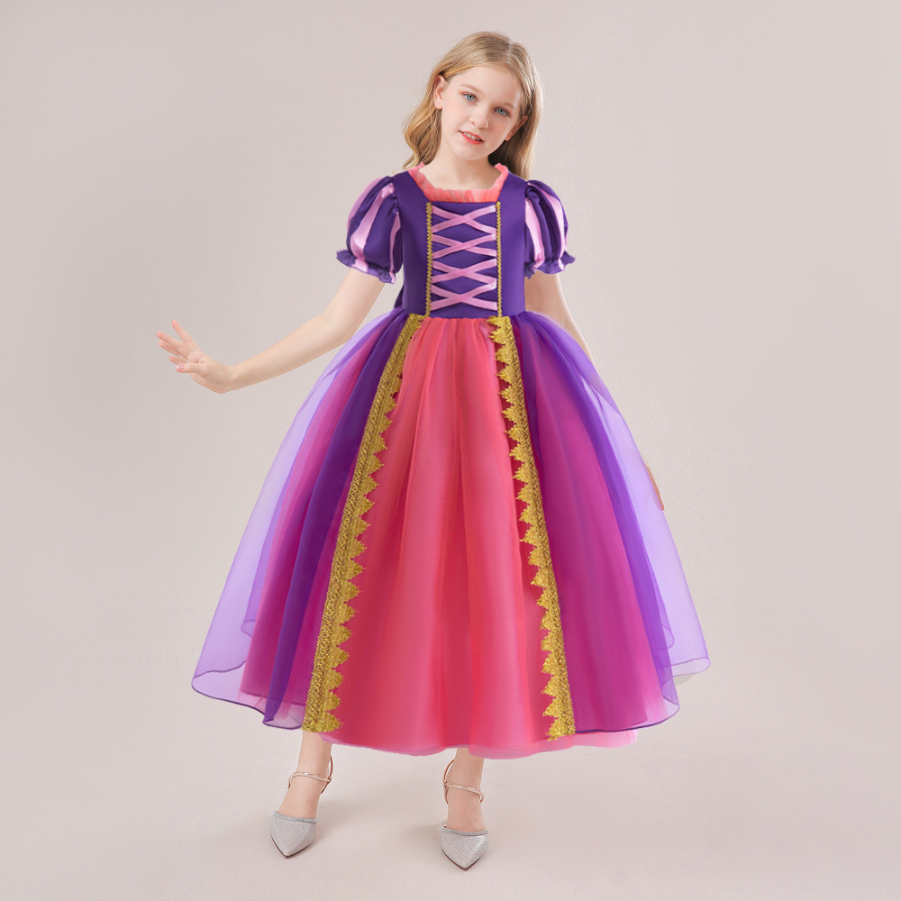 Nuevos niños de Halloween ropa para niños Sophie vestido de princesa de pelo largo niñas malla puff manga cos rendimiento vestido