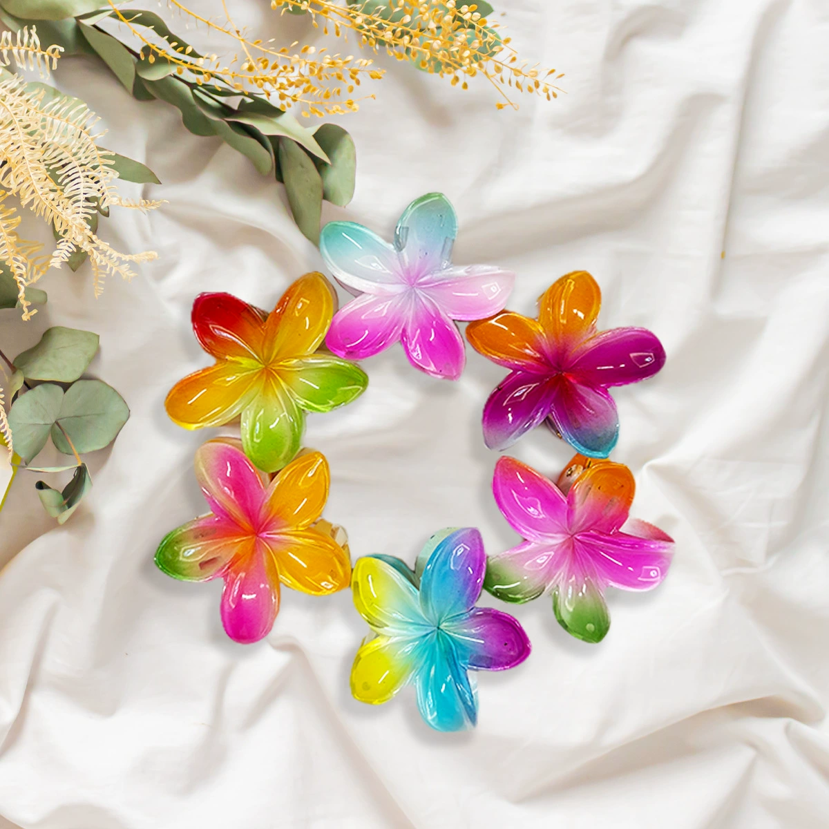 Хиты продаж: заколки для волос с цветами плюмерии в конфетных цветах для внешней торговли, милые заколки, нежные и элегантные цветочные аксессуары для волос.