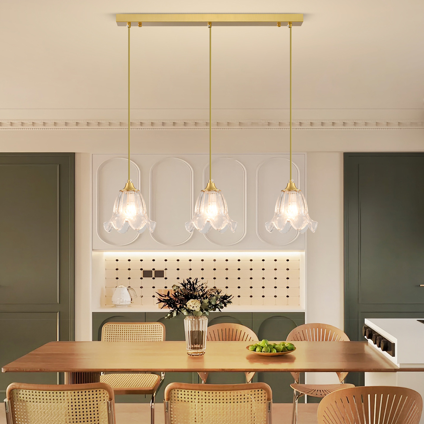 América de bronce sala de estar lujosa luz lujosa atmósfera candelabro flor francesa retro atmósfera romántica creativa lámpara de vestíbulo 413L