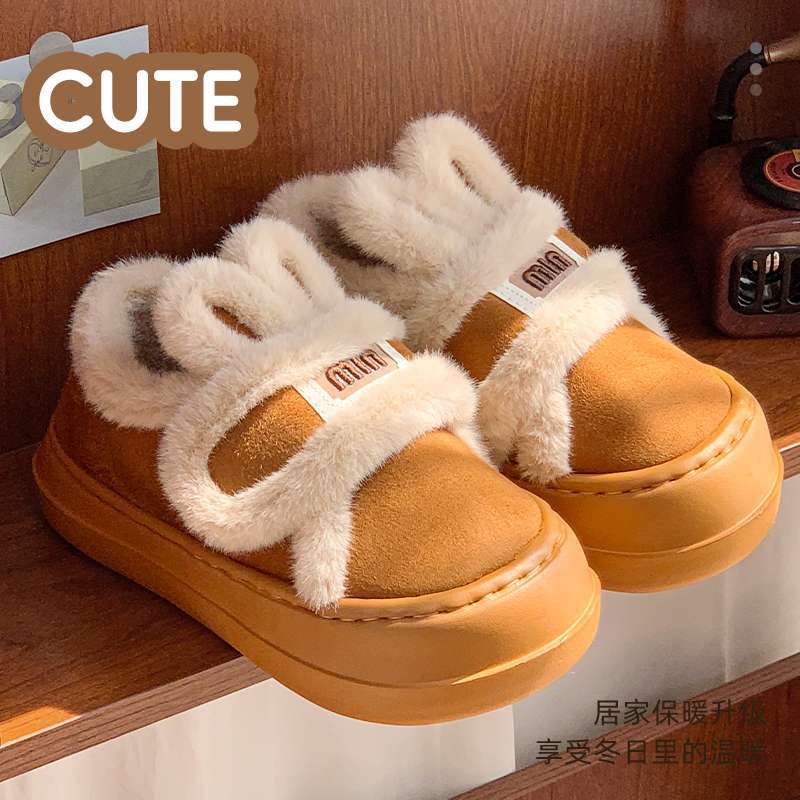 2025 invierno nuevo velcro orejas zapatos de mujer bolsas de raíz para usar zapatillas casuales caseras zapatillas de algodón