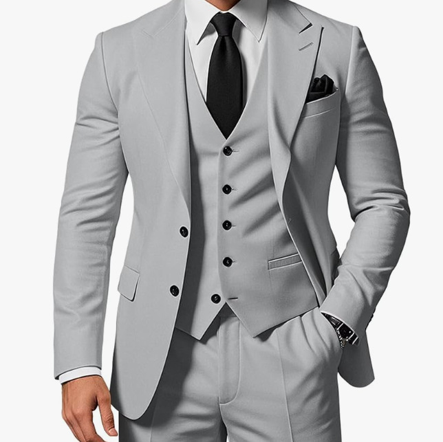 Nuevo traje de hombre traje de tres piezas casual de negocios banquete de baile traje delgado vestido de playa de boda