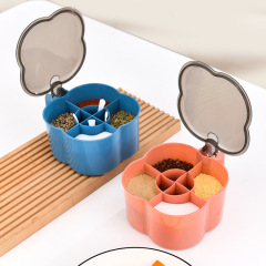Four-grid seasoning box 4-grid integrated seasoning box household seasoning jar seasoning salt jar kitchen storage box seasoning box