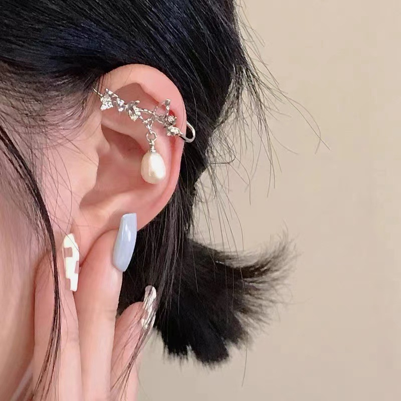 Europa y los Estados Unidos transfronterizos mariposa pearl clip set sin agujeros de orejas clip de hueso de orejas colgantes de orejas de borda de alta calidad nicho orejas