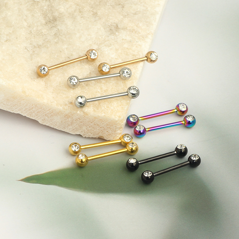 Classic Star 316L Stainless Steel Ball Frosted Nipple Ring Tongue Barbell Nipple Barbell Hot Selling Body Piercing Jewelry detail image 5