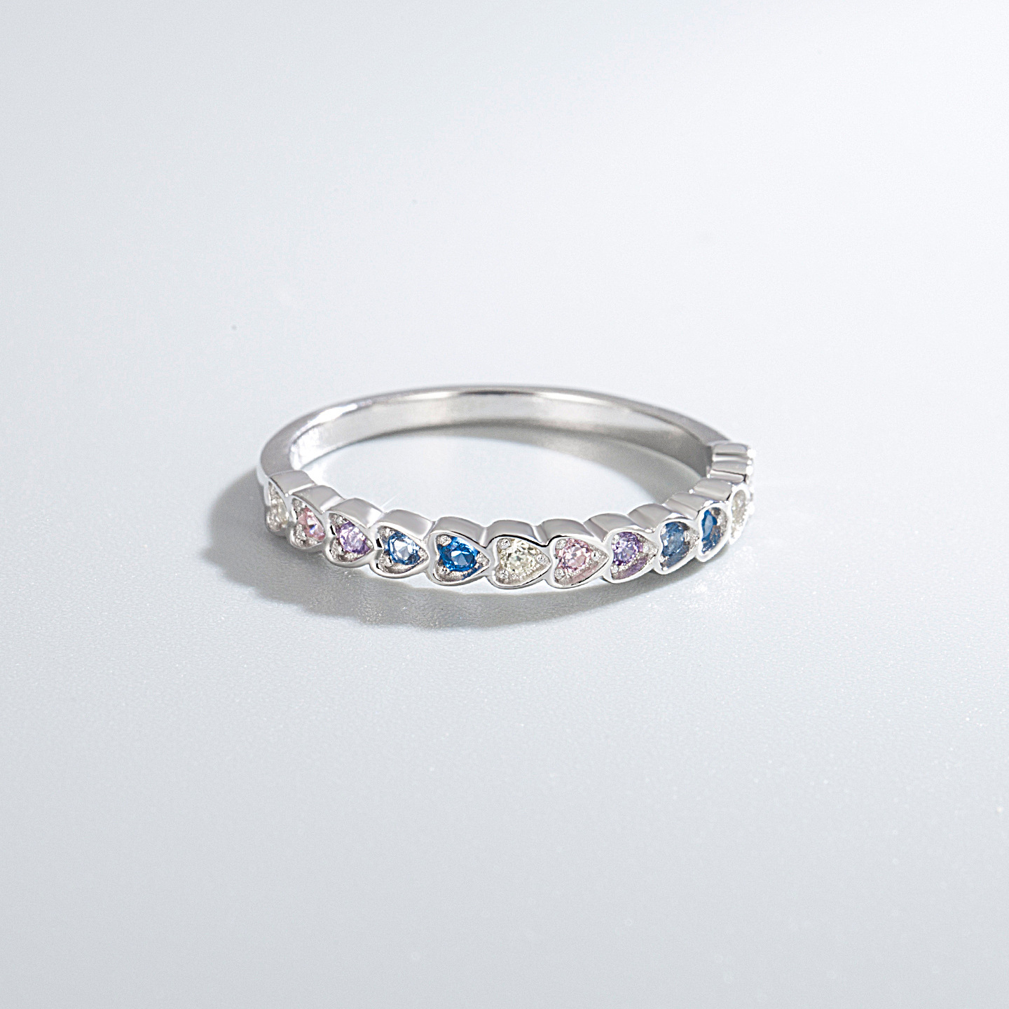 Jewelry Set Classification S925 Sterling Silver Color Zirconium Love Jewelry Suit Heart-Shaped Bracelet Zircon Stud Earrings  Silver Jewelry