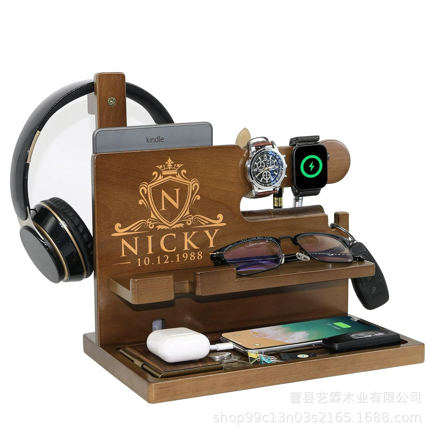 Деревянный держатель для телефона, подарок отцу, настольный кошелек для ключей, стеллаж для хранения наушников, часов, настольная подставка для канцелярских принадлежностей, ручек