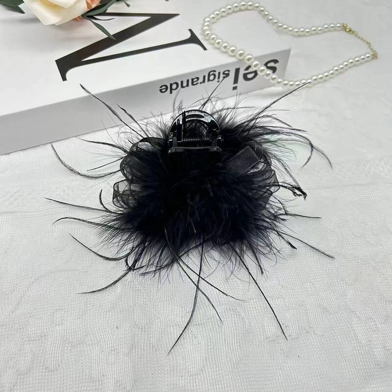 [dream] romantic black feather 8cm shark hairpin clip fashion hair accessories