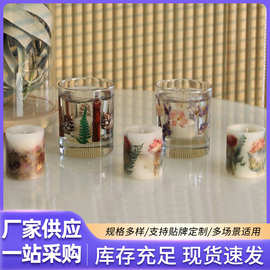 富强家用韩式手工制作干花无烟玻璃香薰蜡烛净化空气花柱烛批发