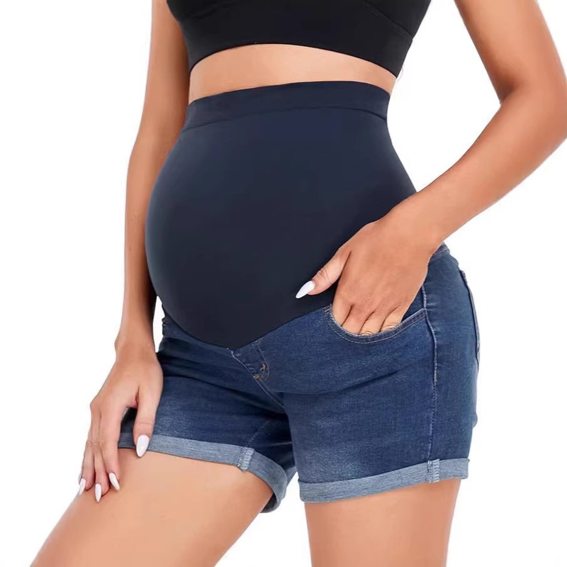3201 Cross-Border New Maternity Shorts Summer Thin Elastic Belly Support Pants Casual Pregnancy Denim Shorts