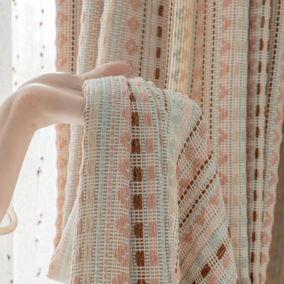 Nueva isla de Fair dopamina habitación infantil Jacquard francés cortina semi-sombra dormitorio sala de estar chica cortina niño