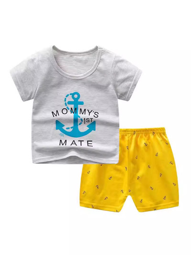 25 Summer Children's Cotton Short-Sleeve Set for Boys and Girls, Large Children's Two-Piece Set Children's Clothing