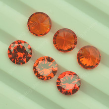 批发圆形桔红色锆石宝石 人工镶钻宝石橙橘红合成立方氧化锆裸石