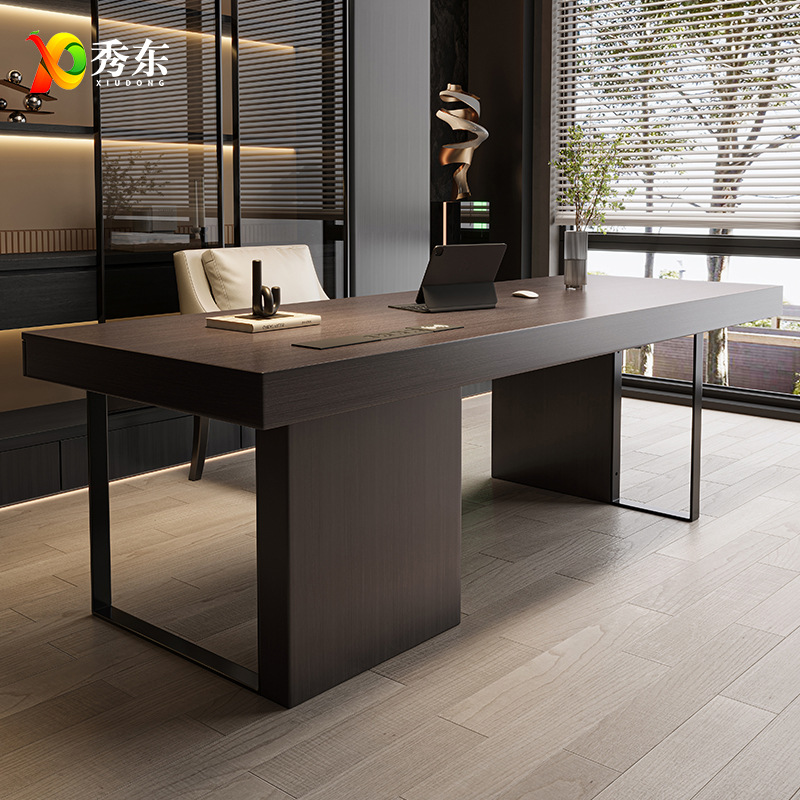 Italian Minimalist Solid Wood Desk Modern Minimalist Living Room Home Computer Desk Light Luxury High-End Boss Desk