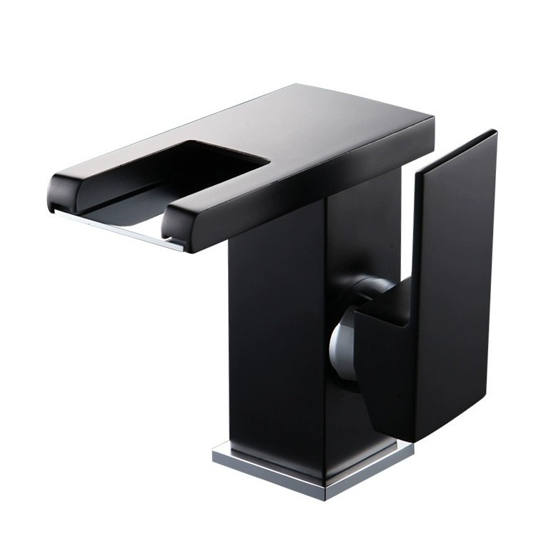 Nueva cascada de salida de agua de latón LED que cambia de color luminoso temperatura del agua lavabo baño caliente y fría grifo