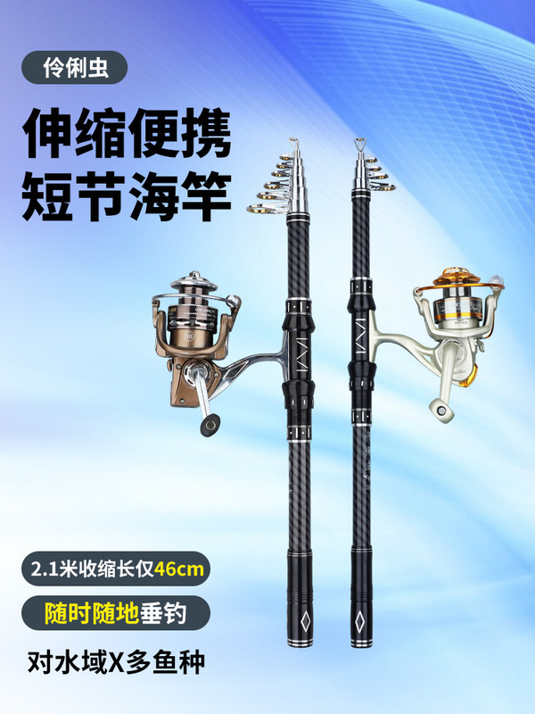 ミニ小型海竿、超短海竿、投竿、高級金属ホイールシート海竿、超硬ショートセクション海釣り竿セット、釣り竿|undefined