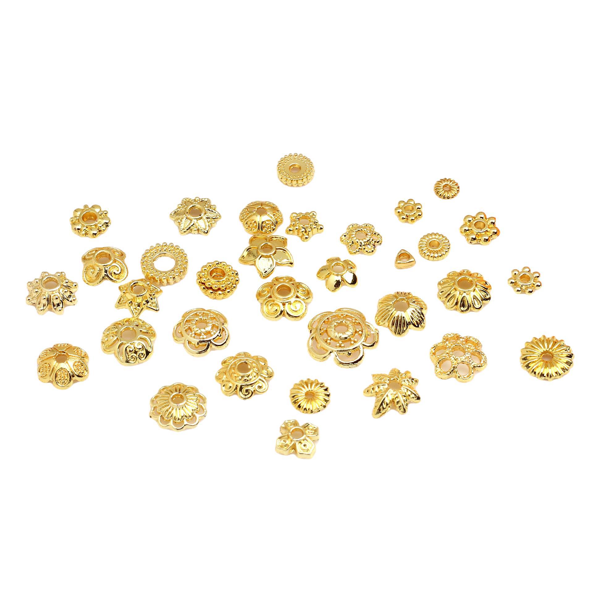 14K/18K包金保色镂空花托花瓣花帽隔珠手工手链项链串珠饰品配件